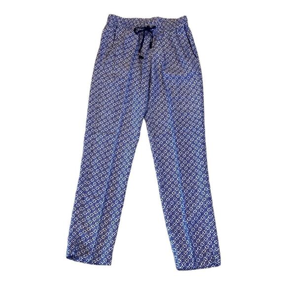 Land’s End Woven Print Stretch Waistband Pants Royal Indigo NWOT Size 2 - Picture 2 of 16